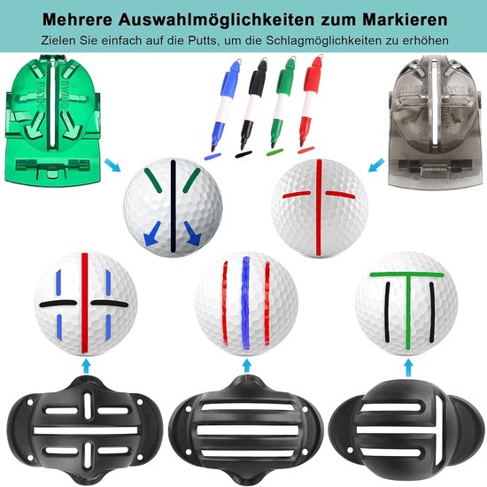 SnelShoppen - 9-delige Golfbal Marker Set met 5 Marker Tools, 4 Kleurrijke Golfbal Markers, 1 Divot Repair Tool, 20 Golf Tees voor Golfbal Uitlijning van Snelshoppen — afbeelding 2