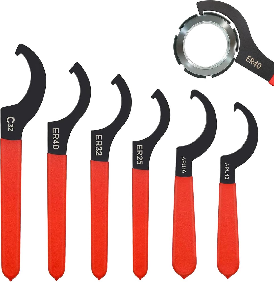 SnelShoppen - Pack van 6 Verstelbare Haaksloten, Sleutels, Wrench Tools, Schroefdemper Systeem, Carbon Staal, Ergonomische Handgrepen, Reparatietools