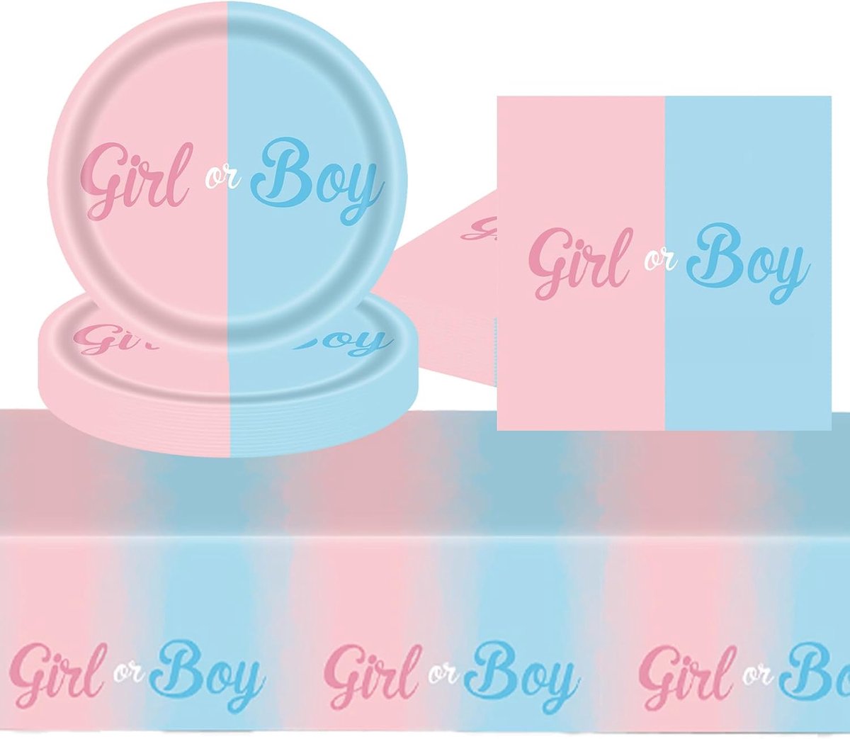 SnelShoppen - Gender Reveal Party Tafelkleed 137x274cm - Roze en Blauw Tafellaken voor Babyshower - Perfecte Decoratie voor Feestjes en Kinderfeestjes