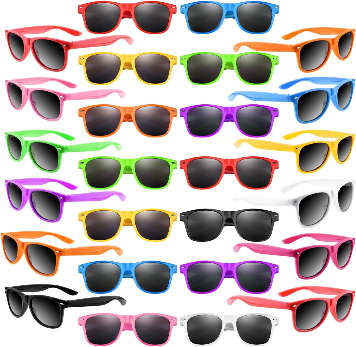 SnelShoppen - 20 Pack Kindersonnenbrillen Neon Kleuren UV400 Bescherming Feestartikelen Goody Bag Vullingen voor Verjaardagsfeesten, Strand en Bruilof