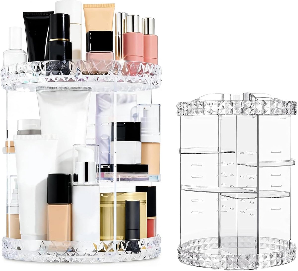 SnelShoppen - 360° Draaibare Make-up Organizer - 6-traps Verstelbare Cosmetica-opbergdoos voor Make-uptafel - Grote Opbergruimte voor Slaapkamer en Ba