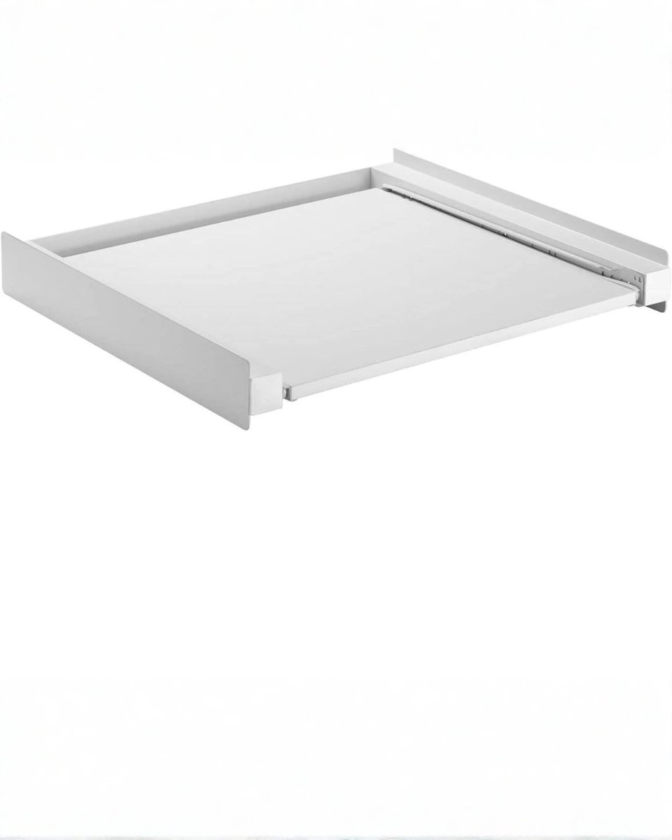 KIRA® Tussenstuk Wasmachine Droger - Verbindingframe - Met Uittrekbare Plank - Wit - 60cm x 72cm x 10cm
