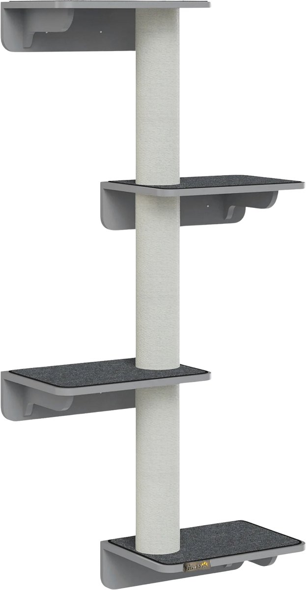 Wandkrabpaal Katten Klimwand – Kattenmeubels voor aan de Muur met Klimplezier – Hout Lichtgrijs/Beige