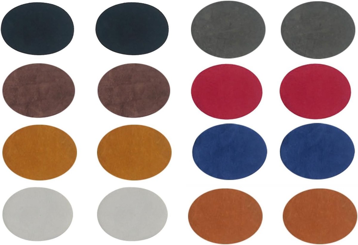 Ovale suède patches voor kledingreparatie en decoratie - 16 stuks voor ellebogen en knieën, ideaal voor truien, overhemden en schoenen