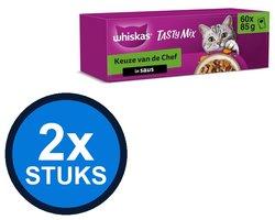 2x Whiskas - 1+ pouch adult saus selectie van de chef mp 60x85gr