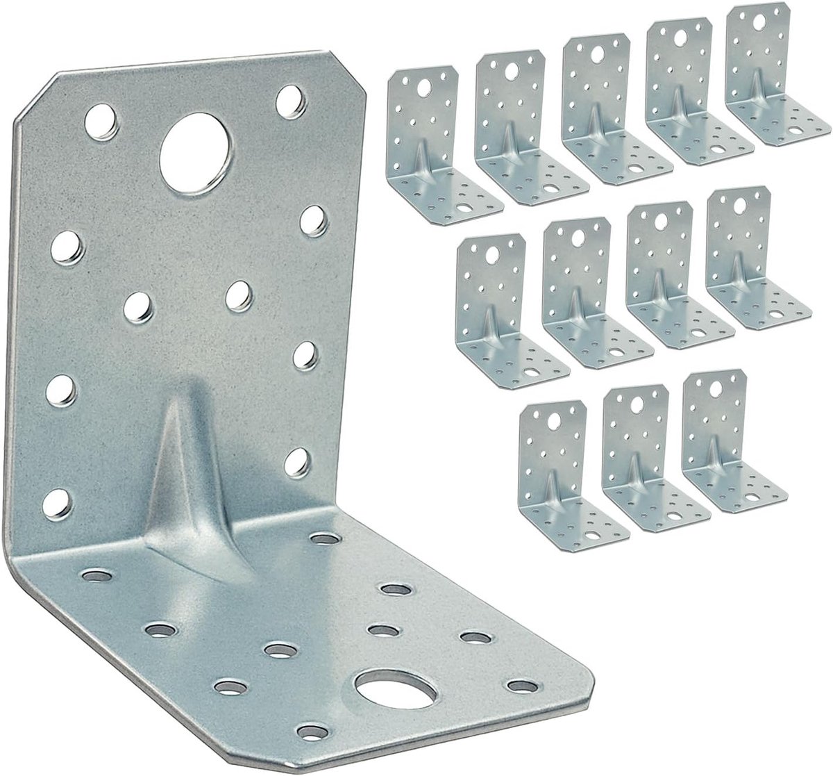 SnelShoppen - 12x Versterkte Hoekbeugels 70x70x55mm - L-vormige Stalen Montagehoek - 90 Graden - Ideaal voor Bouw, Meubels, en Klussen