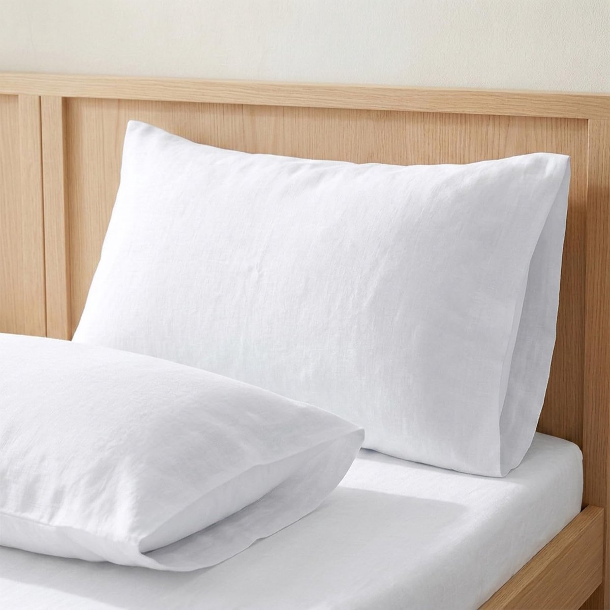SnelShoppen - Kussenhoes 90 cm, 100% katoen, wit, zacht en fris voor een ademende slaap, hypoallergeen en duurzaam, ideaal voor slaapkamer en logeerka