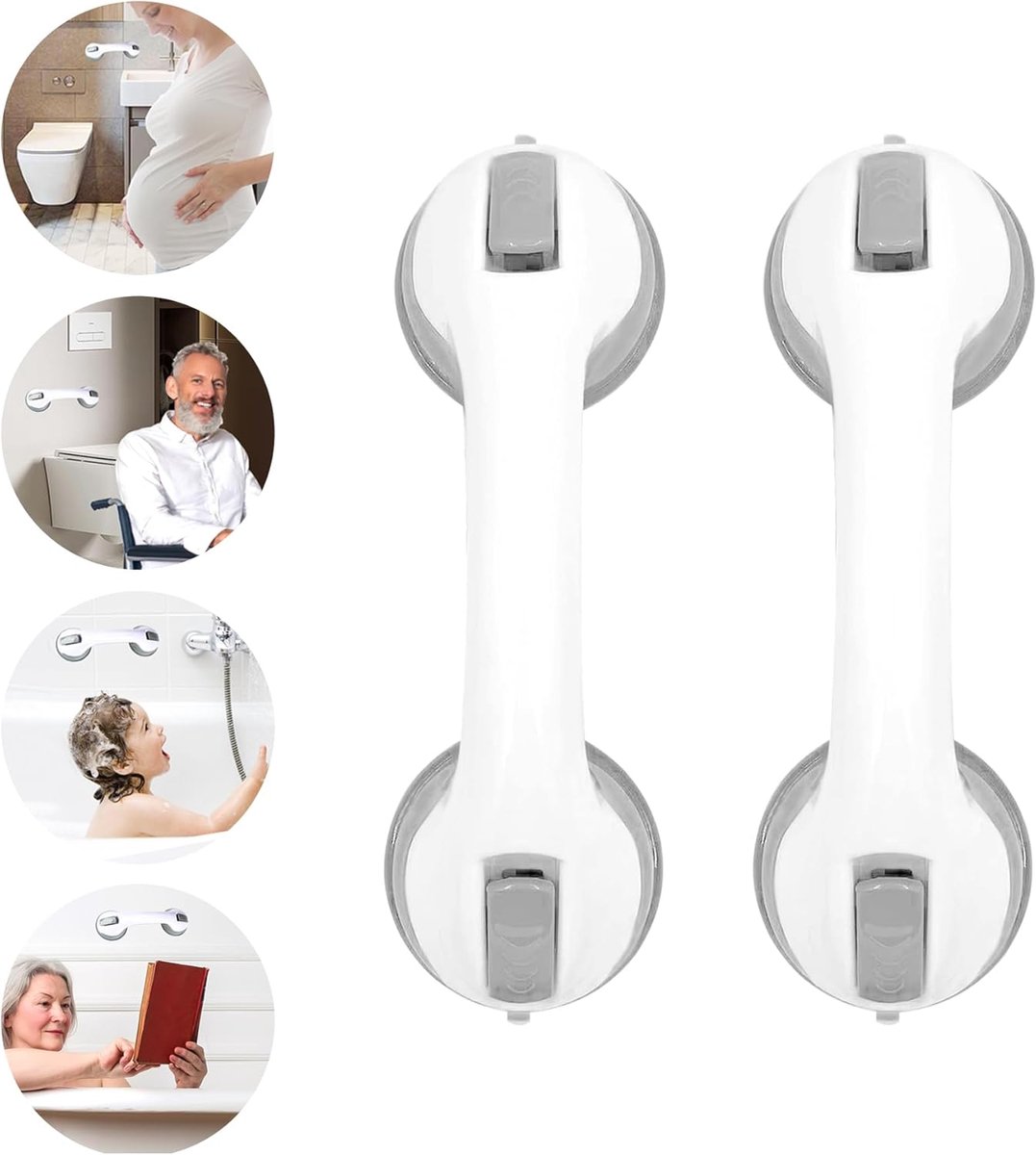 SnelShoppen - 2x Badkamer Handgrepen - Antislip Douche Handgrepen voor Senioren - Veilige en Comfortabele Handvatten voor Badkamer - Ideaal voor Onder