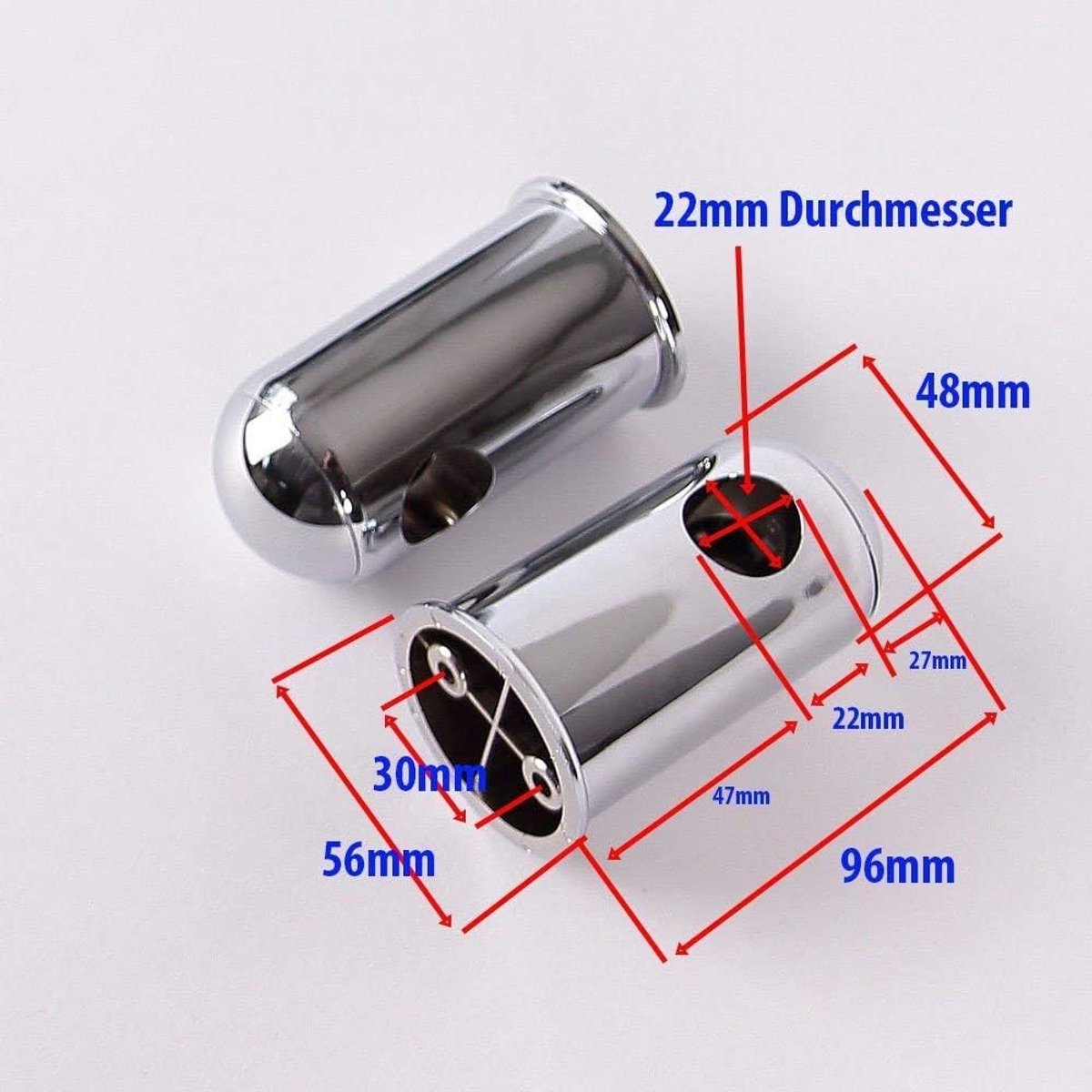 SnelShoppen - 2x Wandbeugel voor Wandstang, Chroom Geplateerd Kunststof, 22mm Gat, Doucheaccessoires, Muurbeugels, Set van 2