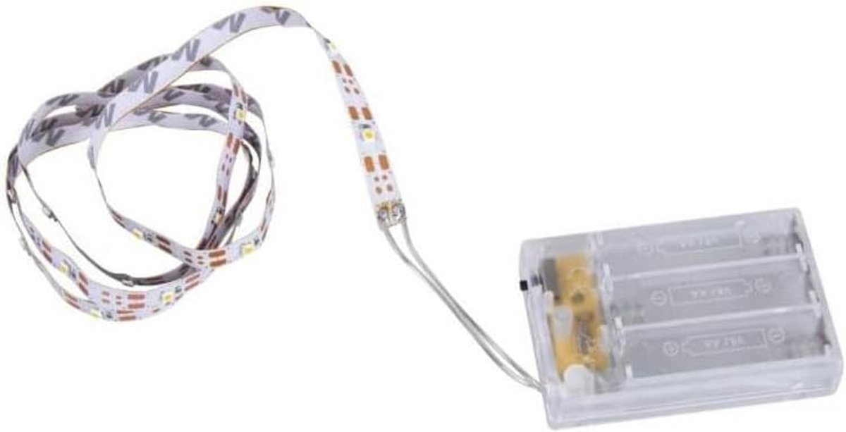 SnelShoppen - LED strip 1 m zelfklevend intense witte verlichting zonder aansluiting, werkt op 3 AA-batterijen, ideaal voor binnengebruik, decoratie,