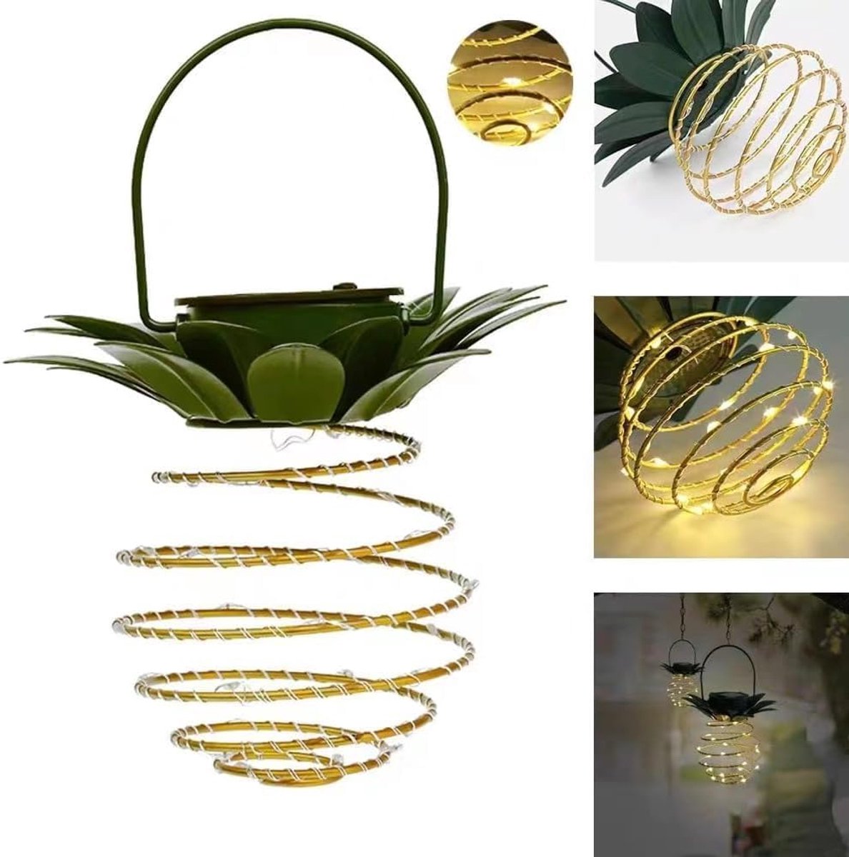 SnelShoppen - 60 LED Solar Powered Ananas Kroonluchters Warm Licht, Buitenverlichting voor Tuin, Courtyard Decoratie, LED IJzer en Koperdraad, Feestve