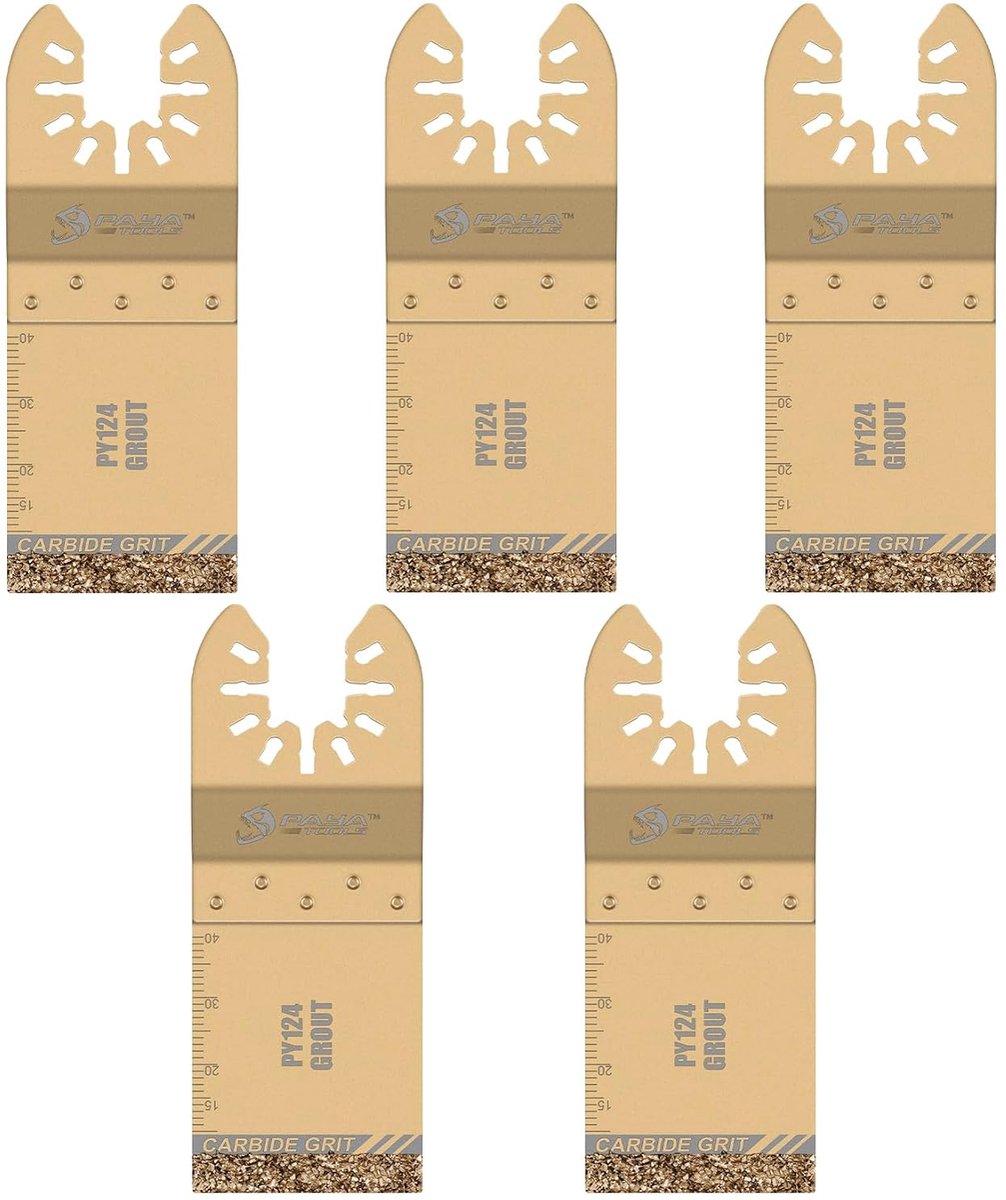 SnelShoppen - 5-delige Multi-Tool Carbide Zaagbladen voor Grout, Oscillerende Precisie Blades voor Pleister/Joint Verwijdering en Oppervlakte Snijden,