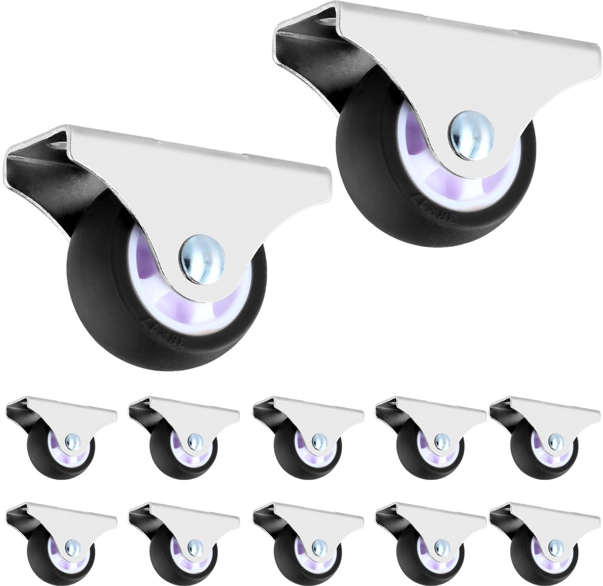 SnelShoppen - Set van 12 meubelwielen - TPE castors met 38 mm diameter - 45 kg belasting - ideaal voor woonkamer, kleine meubels en opslag