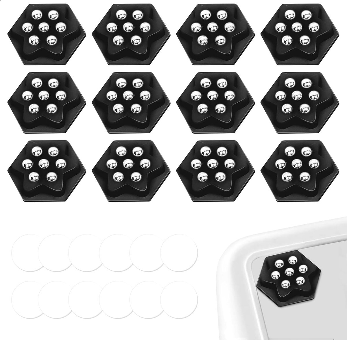SnelShoppen - 12 Pcs Mini Meubel Rollen, Zwenkwielen, Zelfklevende Rollen voor Meubels, Kleine Rollers voor Bloempotten, Bedside Tables en Afvalbakken