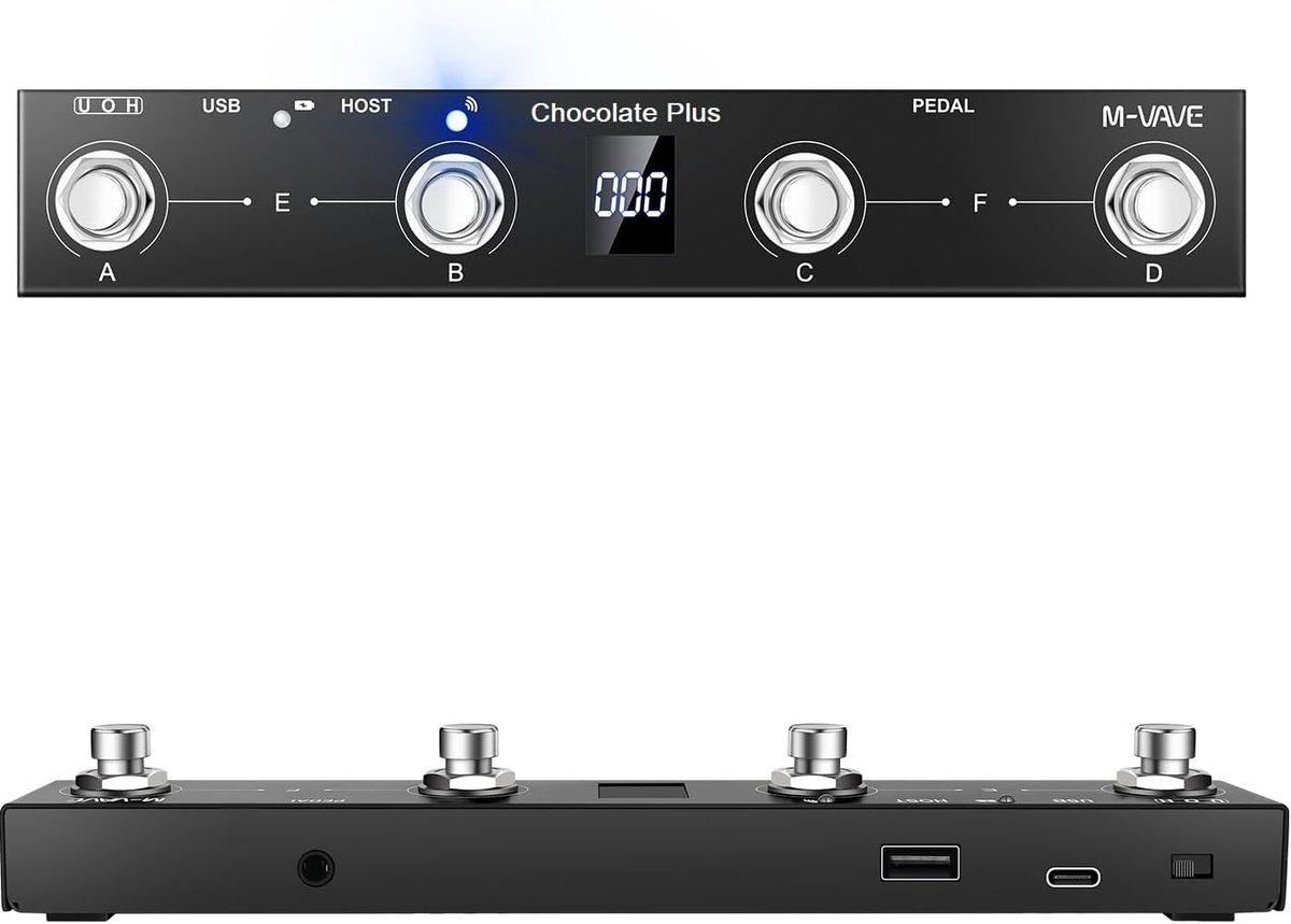 SnelShoppen - Draadloze MIDI Voetcontroller met 4 Knoppen, Bluetooth Oplaadbaar, APP Controle voor Windows, Mac, iOS en Android