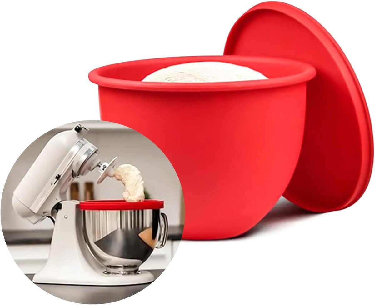 SnelShoppen - Silicone Insert voor Keuken en AID 5 Qt, Antislip Warmtebestendig voor Mixers, Ideaal voor Deeg, Crèmes en Gebak, Rood