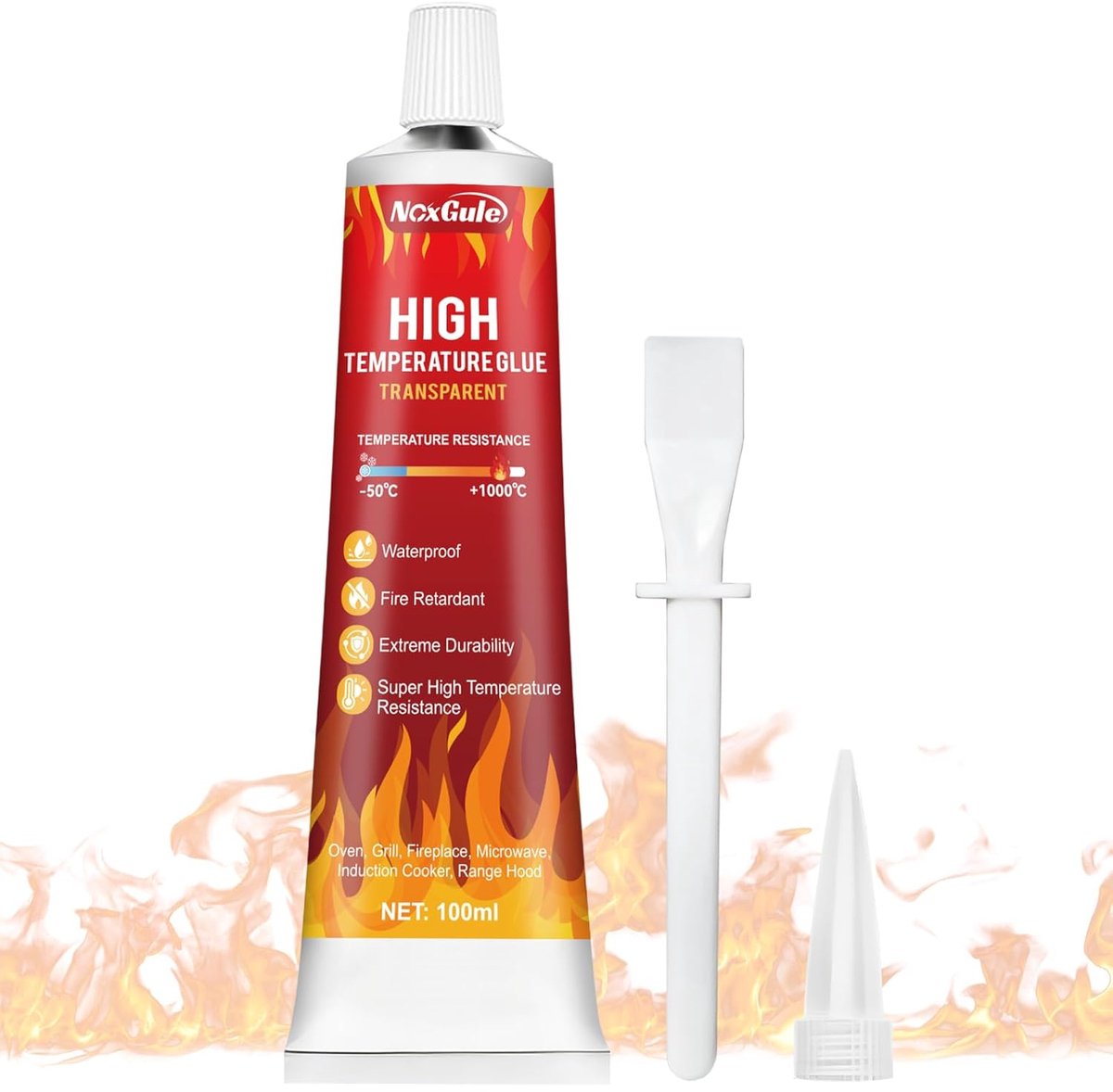 SnelShoppen - High Temperature Adhesive Silicone - Transparant, Waterdicht, 100ml - Geschikt voor Ovens, Magnetrons, Inductiekoken, Hittebestendig tot