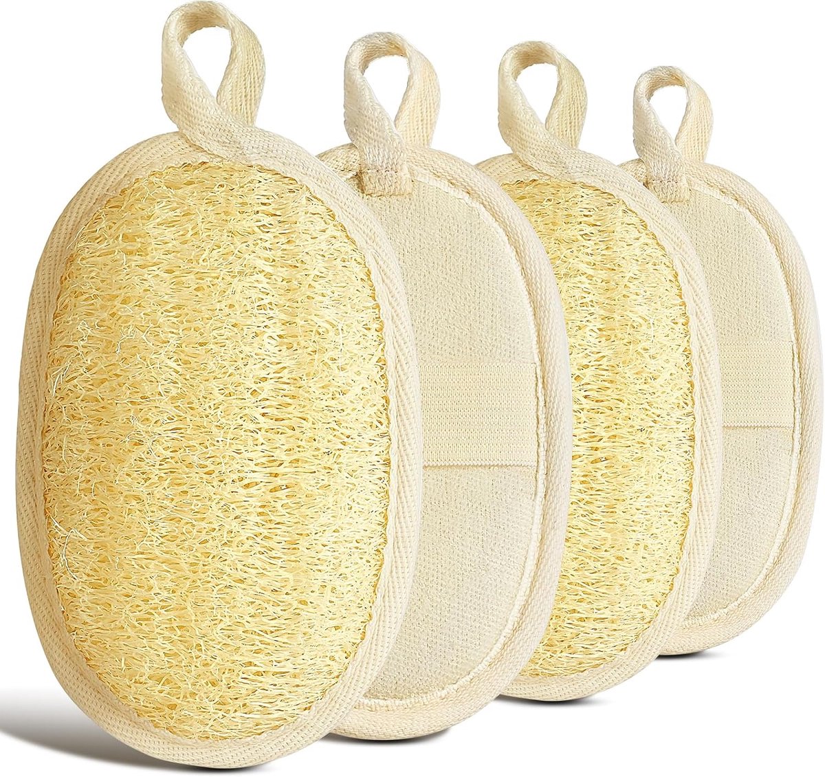 SnelShoppen - 4 Stuks Natuurlijke Luffa Spons voor Lichaamspeeling - Organic, Composteerbaar, 9x14 cm - Ideaal voor Keuken, Badkamer en Kamperen - Ges