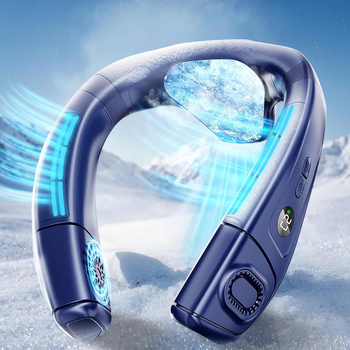 Nekventilator met grote koelplaat – stille draagbare nek-airconditioner – 360° koeler met achterwaartse luchtstroom – cadeau voor vrouw, man – reizen, kantoor.L