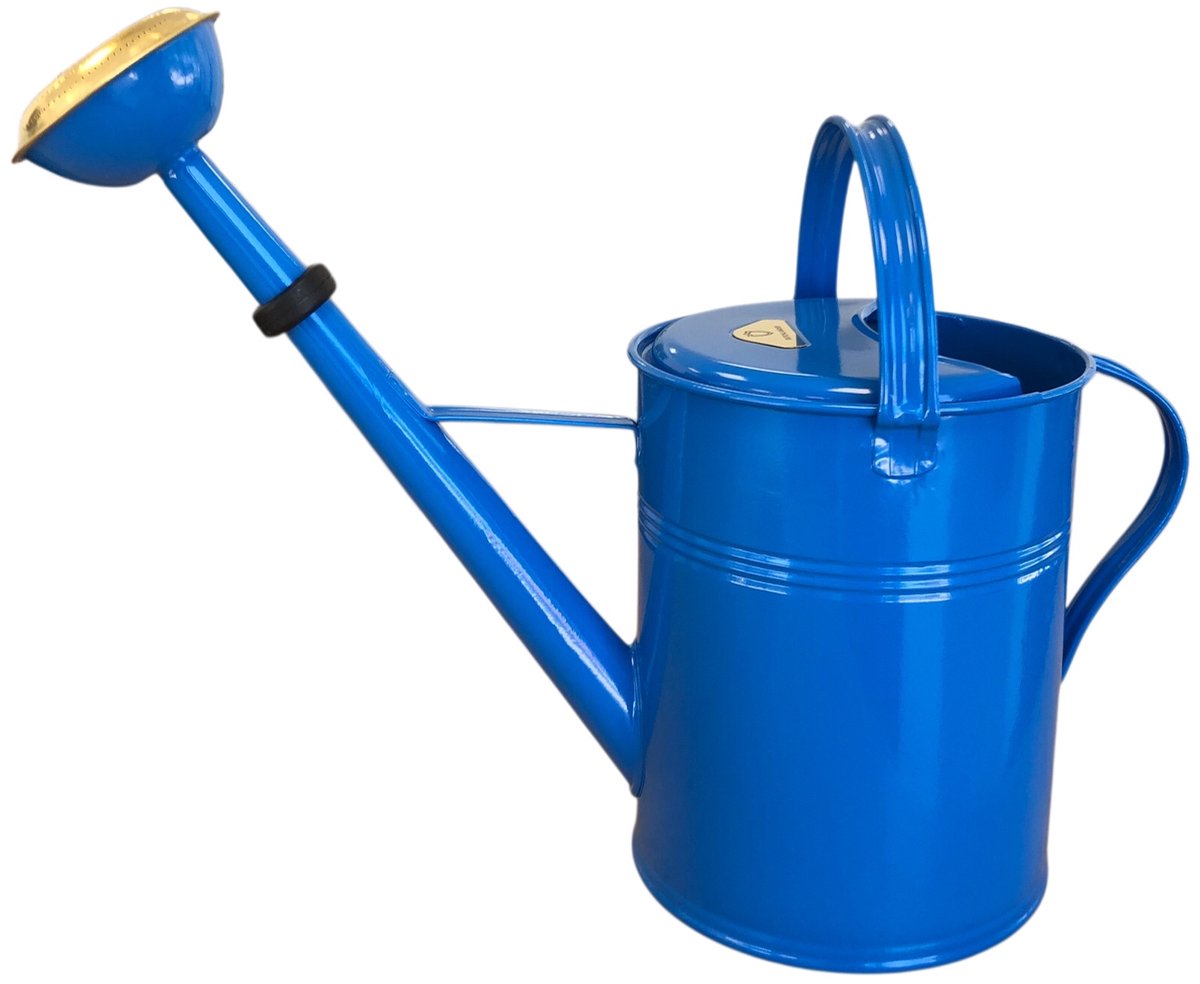 Dutchlander metalen gieter - 5 liter - thermisch verzinkt - messing broes - hemelsblauw - Engelse stijl
