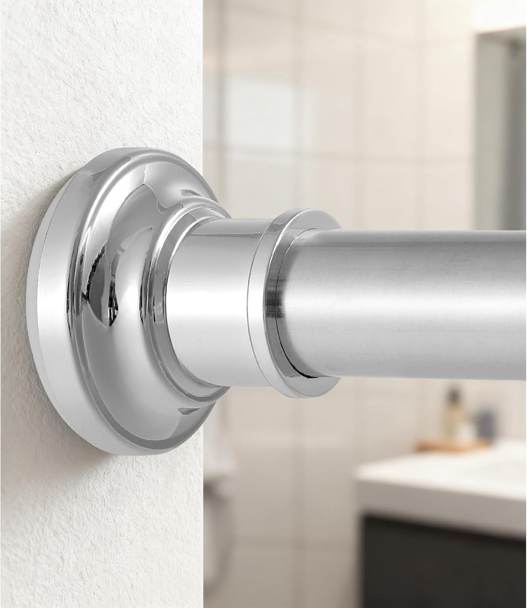 SnelShoppen - Telescopische Gordijnroede 76-123 cm, Geen Boren, Douchegordijn Rail, Sterke 28 mm Diameter, Zilver voor Badkamer en Kledingkast