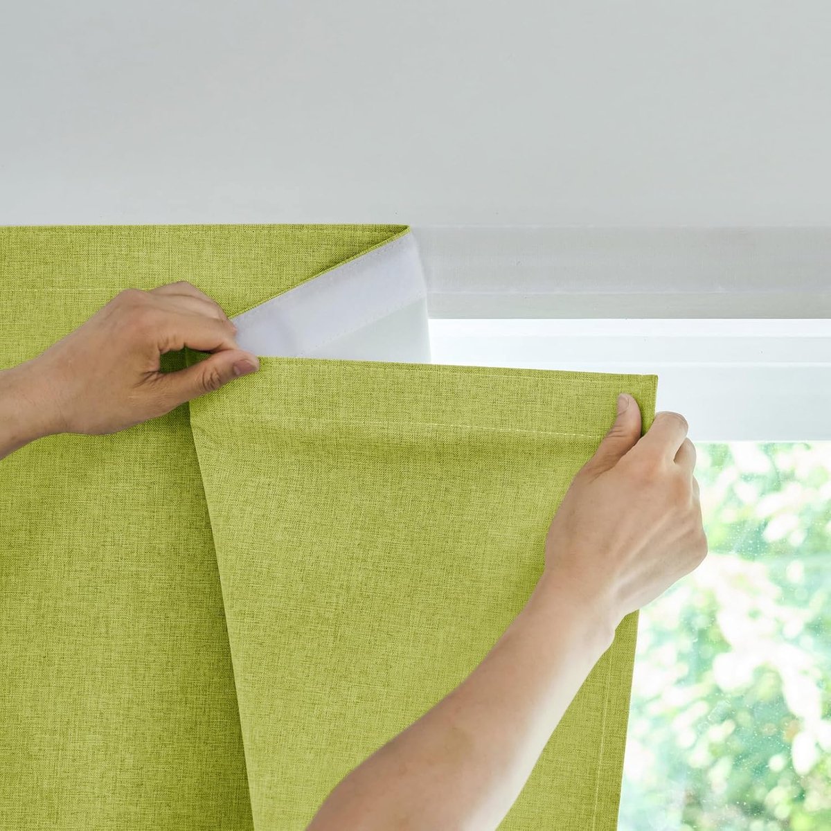 SnelShoppen - Opaque Deur Gordijn Zelfklevend 100% Lichtdicht 182 x 64 cm Appelgroen voor Binnen - Geen Boren Nodig - Zonwering en Warmtebescherming v