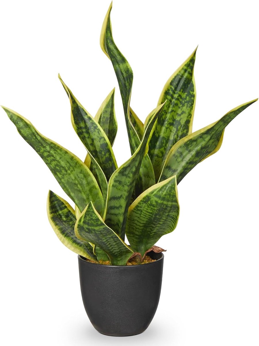 SnelShoppen - Sansevieria Kunstplant 47 cm in Zwarte Pot - Groene Decoratieve Planten voor Binnen - Perfect voor Tafel, Vensterbank, Woonkamer, Slaapk