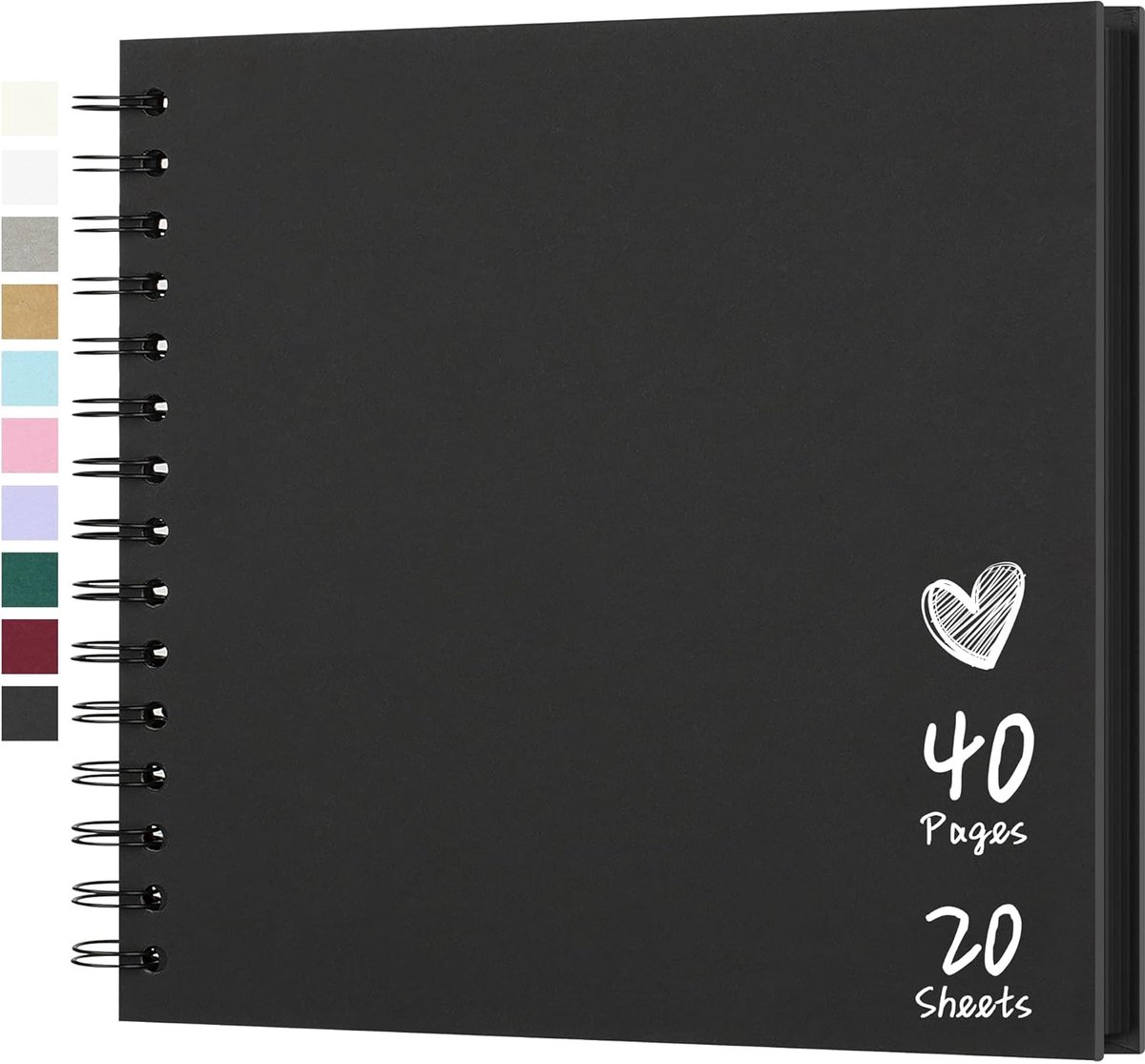 SnelShoppen - DIY Scrapbook Album 8x8 Inch - Hard Cover Kraft Papier - 20 Bladen - Foto Album voor Familie, Bruiloft, Herinneringen, Zwart