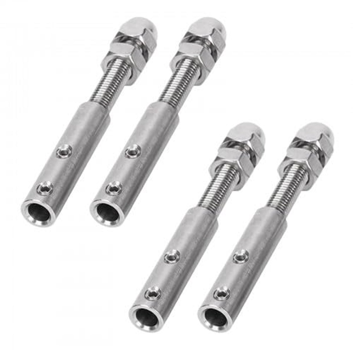 SnelShoppen - 4 Stuks Schroef Eindstuk voor Staaldraad 4mm Kabelklem RVS Turnlock Roestvrij Staal voor Tuin, Camping, Klussen