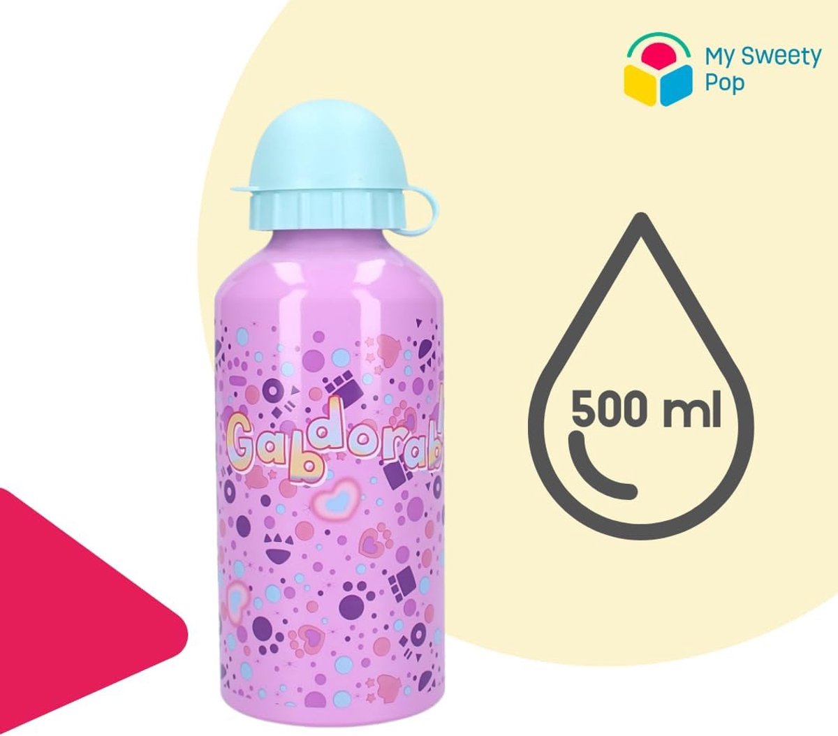 SnelShoppen - Drinkfles voor Meisjes Gabby - Aluminium - Kinderen - 500 ml - Hydratatie - School - Vakantie - Eten - 19 cm - Lichtgewicht - Cadeau-ide