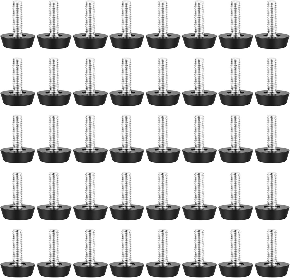 SnelShoppen - 40pcs Verstelbare Meubelvoeten voor Meubelpoten, M6 Draad Schroef, Hoogte Verstelbare Voeten voor Tafel, Kast, Stoel, Bed, 20mm Hoog, St