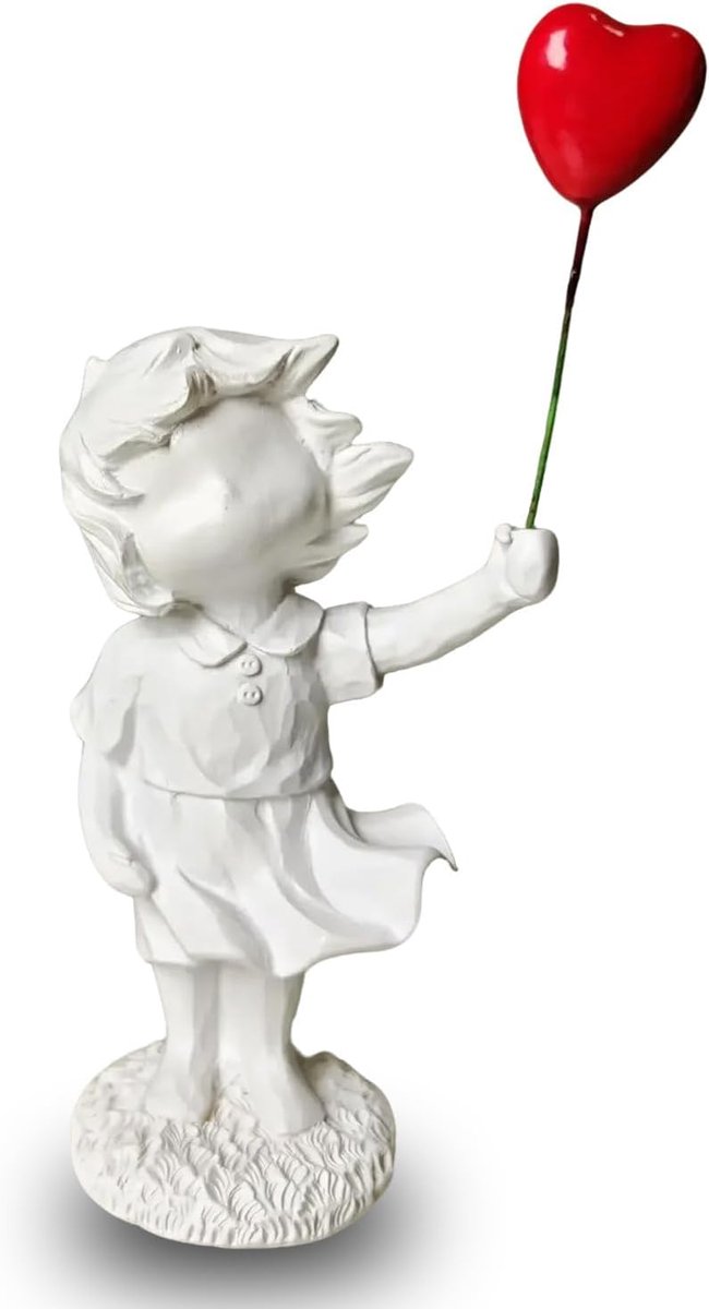SnelShoppen - Banksy Figurine Beeldje, Decoratieve Figuren, Ballon Meisje Standbeeld, Woonkamer Decoratie, Abstracte Sculptuur, Houten Ornamenten, Wit