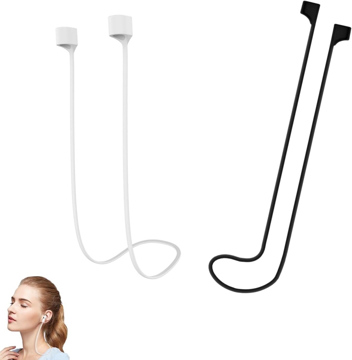 SnelShoppen - Hoofdtelefoonkoord 2 stuks - Magnetisch Draadloos Sport Hoofdtelefoon Koordband - Zachte Siliconen Anti-Verlies - Ideaal voor Sport, Rei