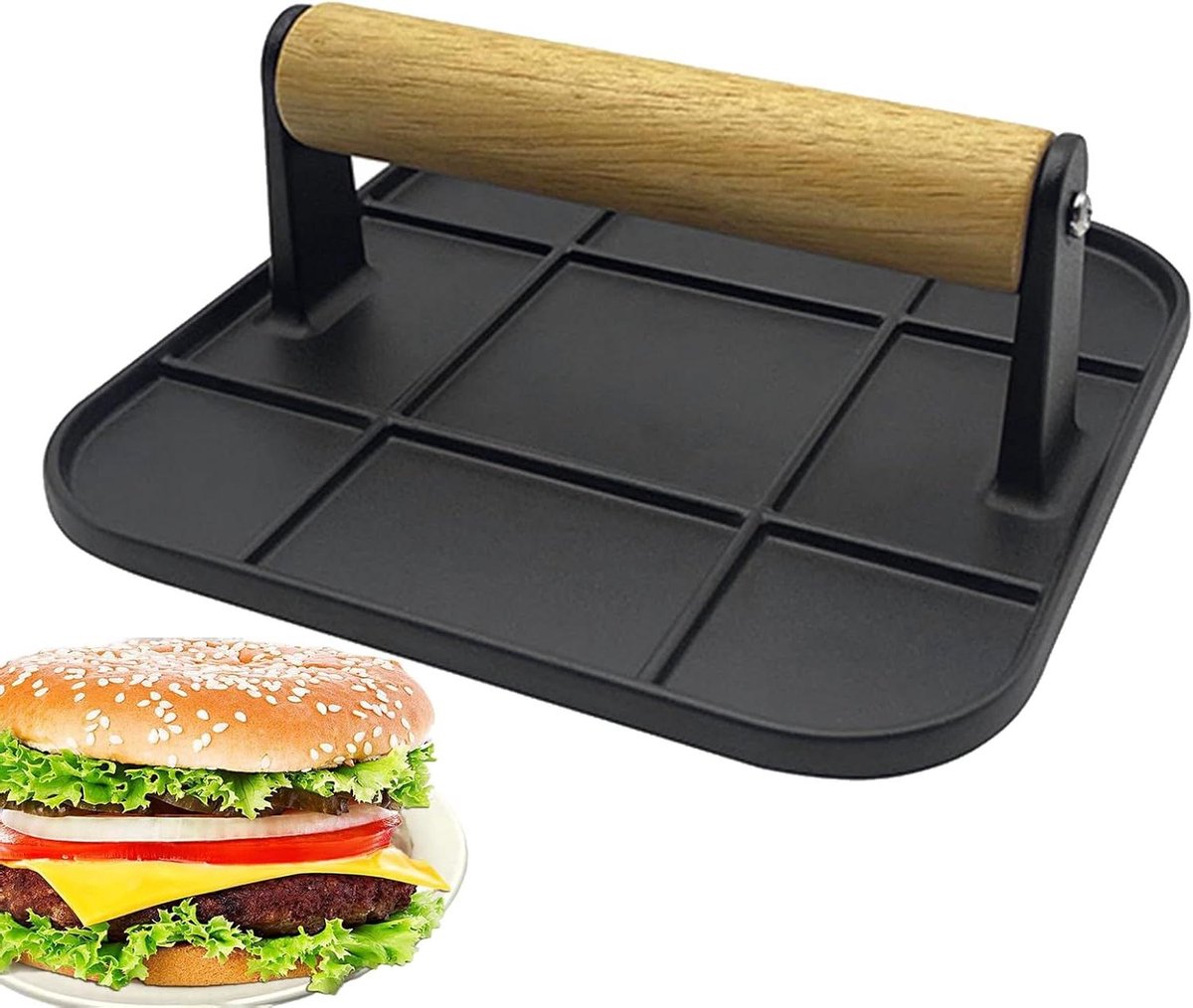 Hamburgerpers - Vleespers - Perfecte Burgers Maken - Antiaanbaklaag - 16.5 cm - Metaal