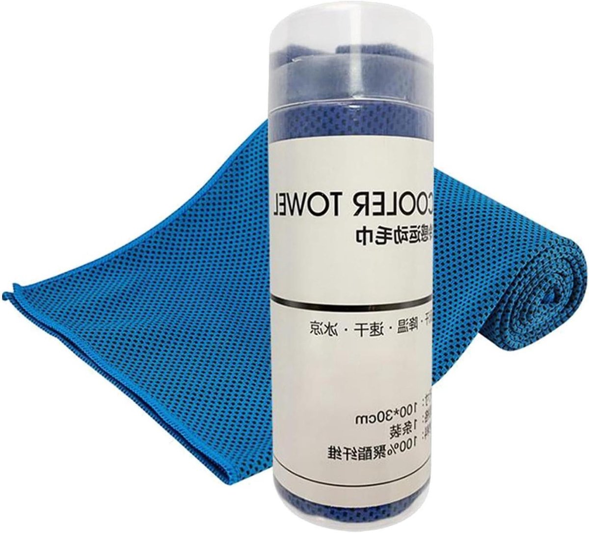 Koelhanddoek - IJshanddoek sport - Warmte verlichten - Directe verkoeling - 163 x 67 cm - Koningsblauw