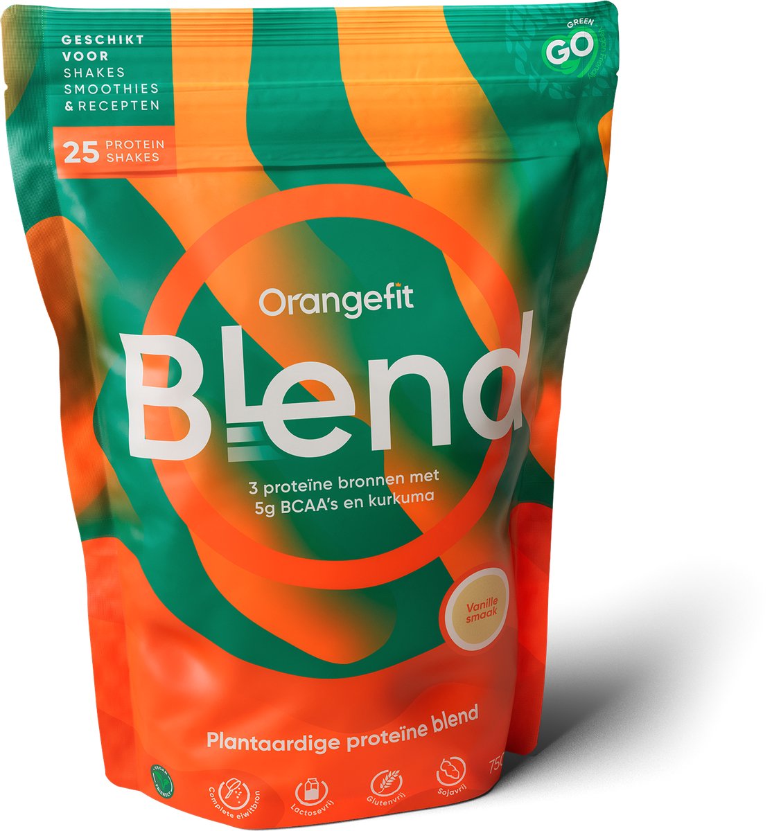 Orangefit Blend Prote?ne Poeder / Vegan Prote?ne Shake - 750g (25 shakes) - Vanille - 3 Eiwitten - Pre / Post Workout