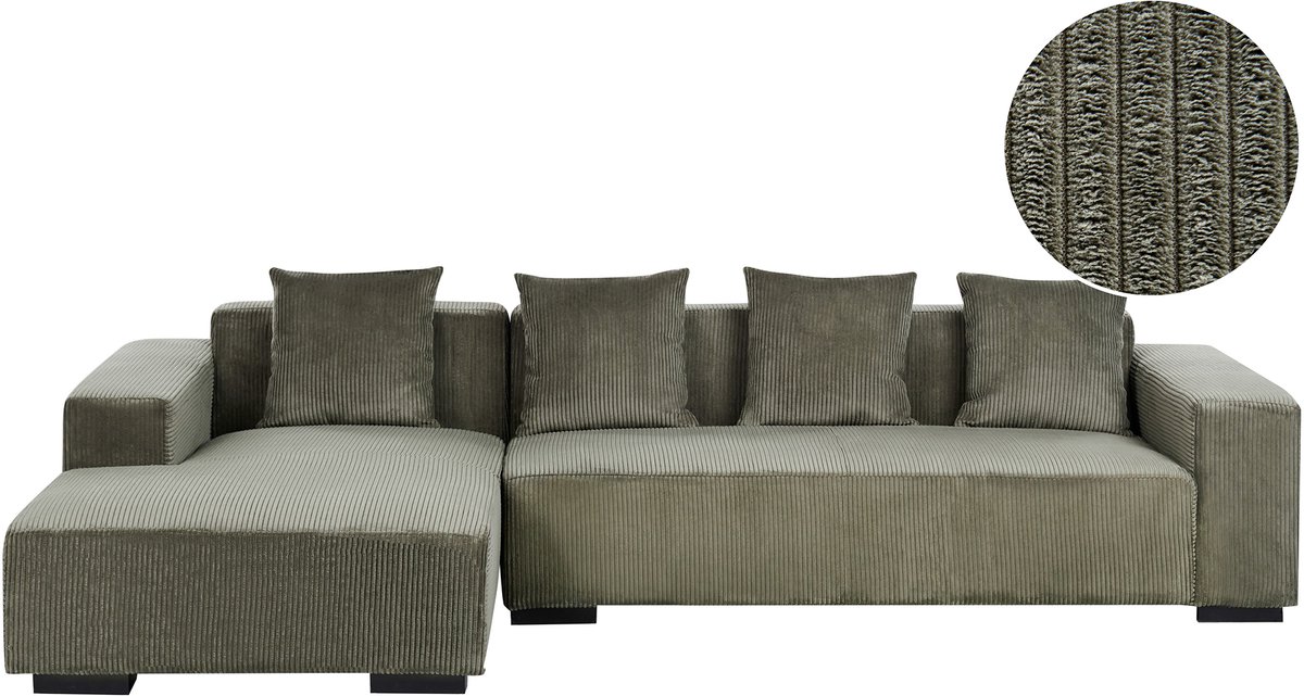 LUNGO - Hoekbank - Groen - Rechterzijde - 285 cm - Corduroy