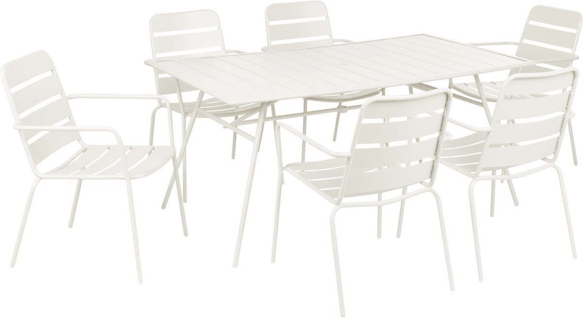 TERENZO - Tuinset 6-zits - Lichtbeige - IJzer
