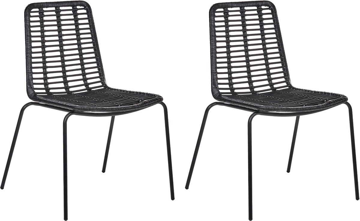 TAOS - Eetkamerstoel set van 2 - Zwart - Rotan