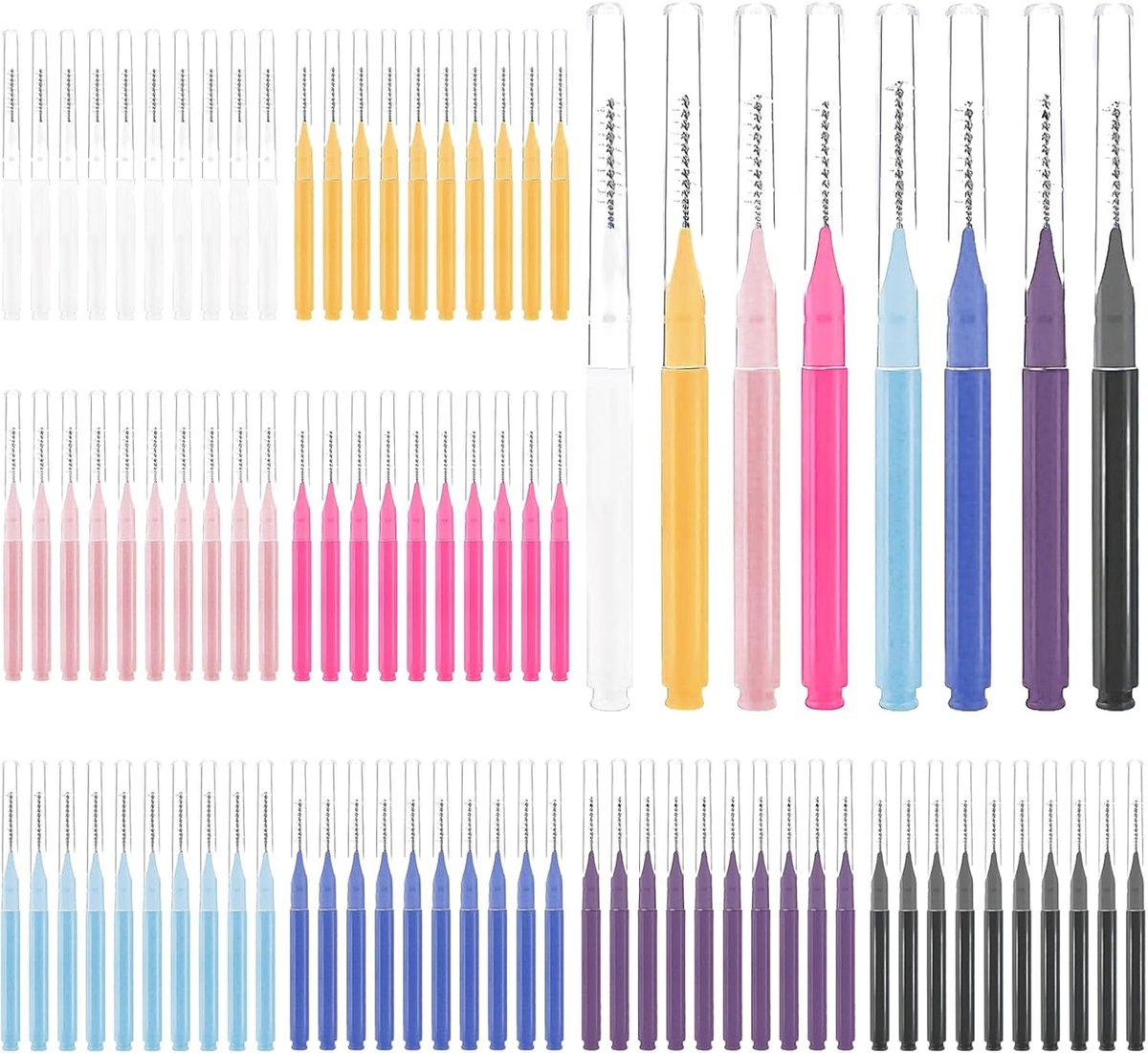 Professionele Wenkbrauw- en Wimperborstels, 80 Stuks, Inclusief Stofhoes, Ideaal voor Vormgeven en Stylen van Wimpers en Wenkbrauwen, Zacht en Duurzaam