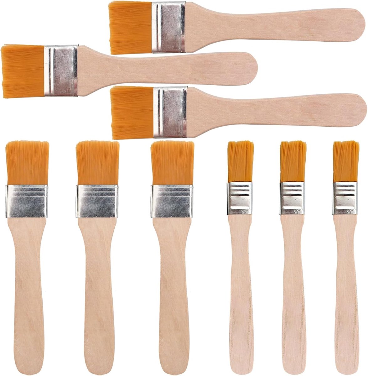 SnelShoppen - 9-delige Verfkwasten Set voor Wandverf, Houtverf, Kunst en Stofreiniging - 15/25/30mm Geel - Perfect voor Klussen en Creatieve Projecten