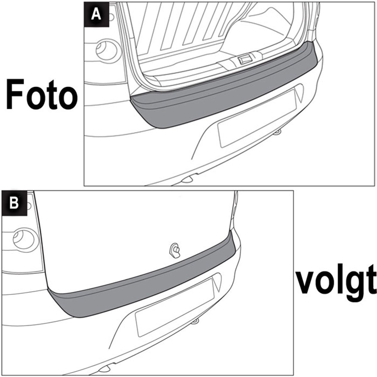 Stootlijsten set zwart voor Kia Carnival 1999-2006. De stootstrips zijn zelfklevend. Set a 4 stuks (#0001)