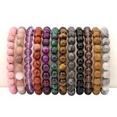 Set van 12 elastische kralen armbanden voor heren en dames – unisex – diverse kleuren en patronen – ronde kralen