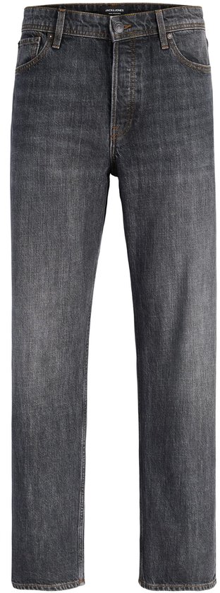 Grijze jeans met regular/straight fit, voorzijde.