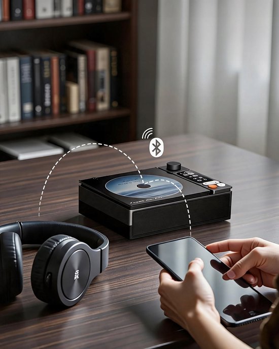 CD speler - Bluetooth luidspreker - Draagbare Multifunctionele CD speler - 4000mAh Accu & 4.5u Speeltijd - 7 Modi & Bluetooth - Retro Design & Display - Voor Thuis & Onderweg — afbeelding 3