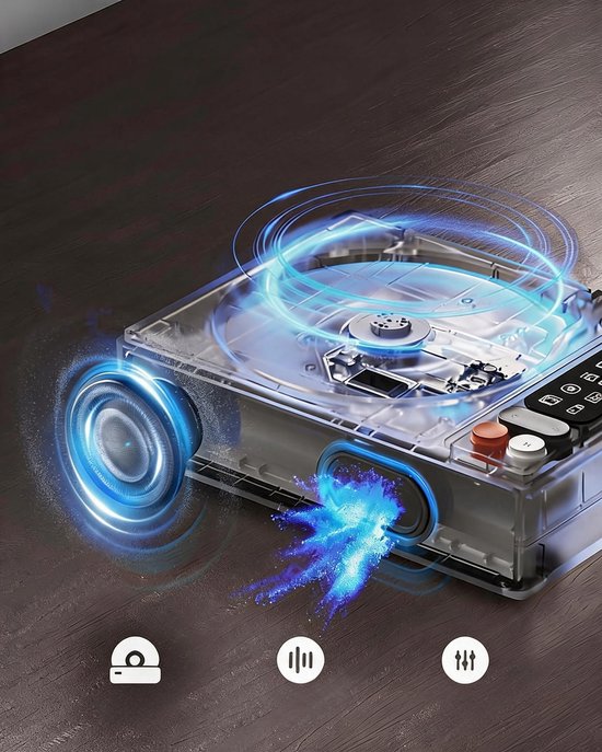 CD speler - Bluetooth luidspreker - Draagbare Multifunctionele CD speler - 4000mAh Accu & 4.5u Speeltijd - 7 Modi & Bluetooth - Retro Design & Display - Voor Thuis & Onderweg — afbeelding 5