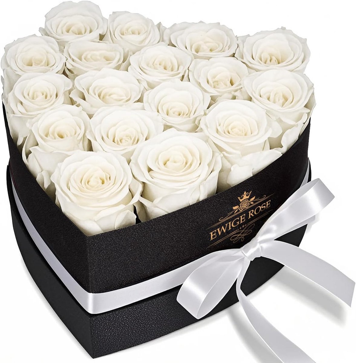 SnelShoppen - 17 Stuks Eeuwige Rozen in Hartdoos - Echte Rozen Cadeaus voor Vrouwen - Valentijnsdag, Moederdag, Kerst, Verjaardag, Huwelijksverjaardag