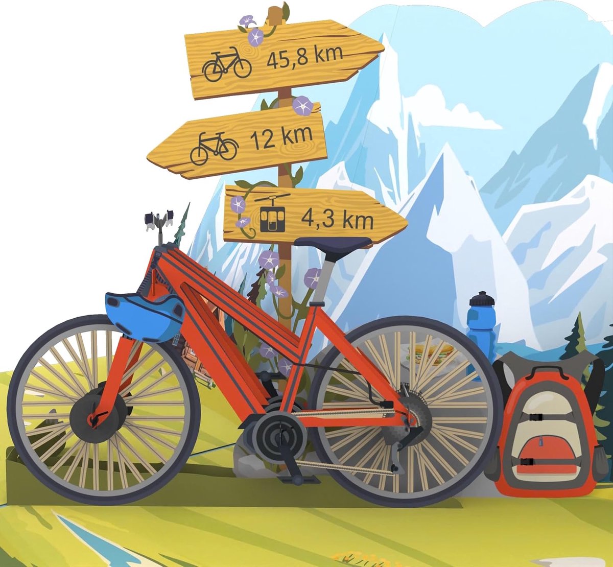 SnelShoppen - MOKIO Pop-Up Fietsenkaart - 3D Verjaardagskaart met Verrassingseffect - Unieke Kaart voor Vader, Moeder, Vrienden - Perfect voor Verjaar