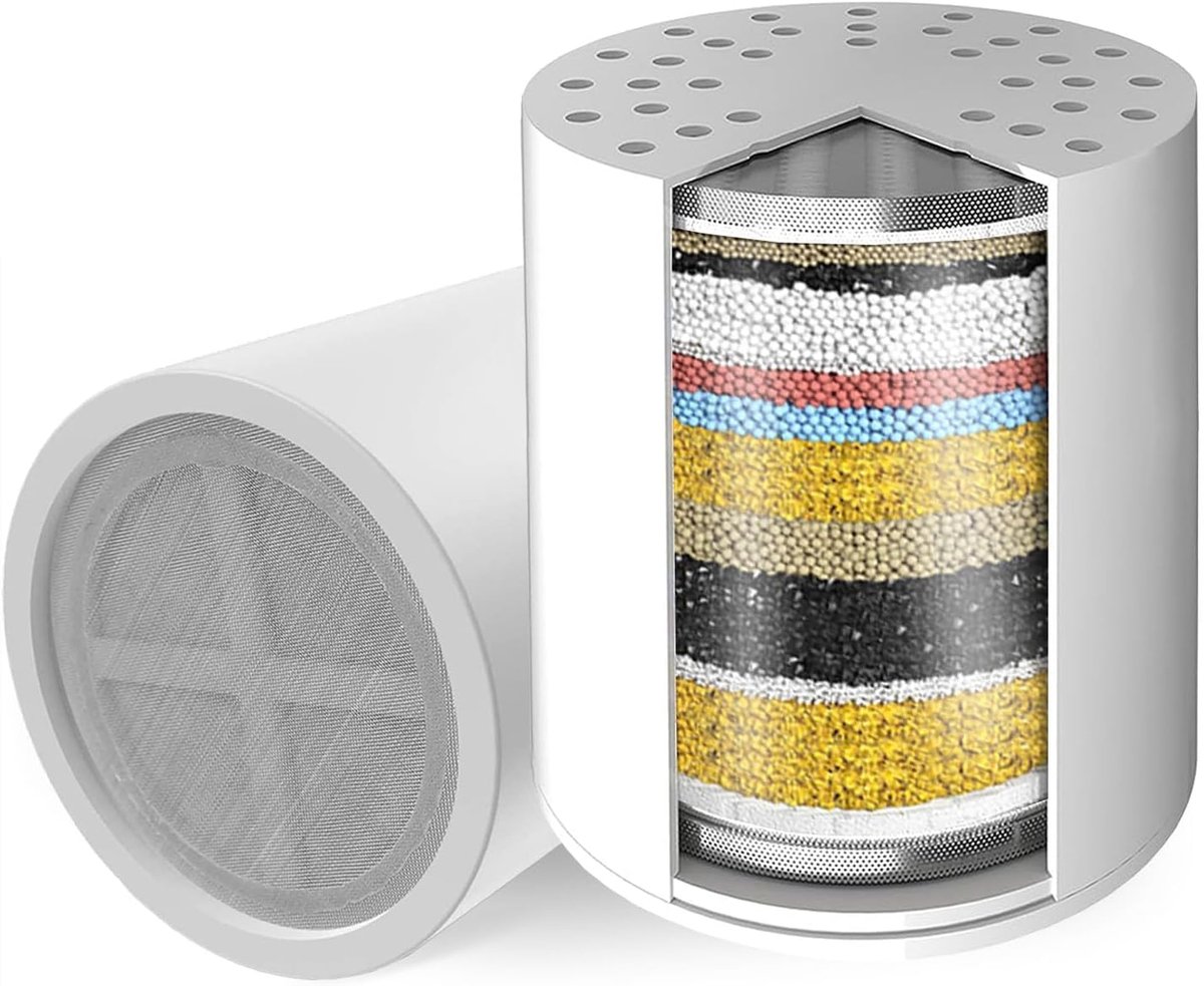 SnelShoppen - 2 Stuks Vervangende Douchesfilter Cartridge - 20-Stage Hard Water Filter - Verwijdert Chloor en Zware Metalen - Waterontkalker voor Gezo