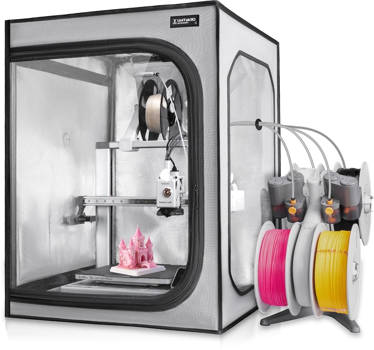 SnelShoppen - 3D Printer Case voor Bambu Lab A1/A1 Mini - Vuurvast, Stofdicht, Temperatuur Controle, Geluidsreductie & LED Licht voor Thuis/Office DIY